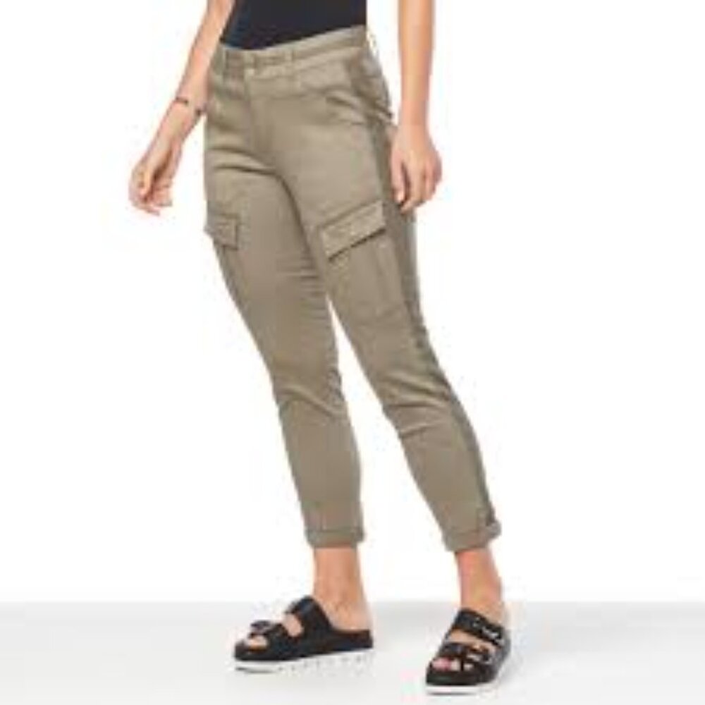 Democracy Olive High Rise Patch Pocket Crochet Trim "Ab" Solution Cargo Pants 2